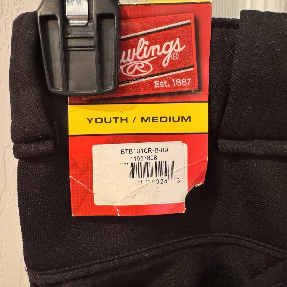 NEW Rawlings Youth Baseball Pants‎ SZ M Belt Loops Black Elastic Softball Sports